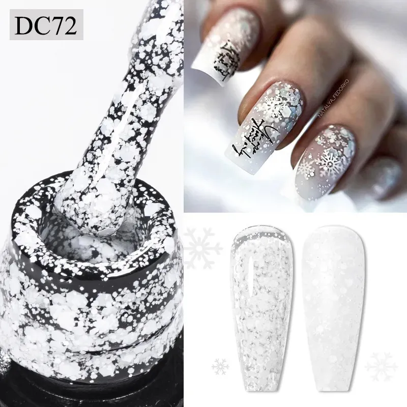 Nail Polish 7ml Snowflake Gel Nail Polish UV LED Semi Permanent Milky White Pink Glitter Snow Sequins Gel Nails Art Design Varnish Manicure 231024