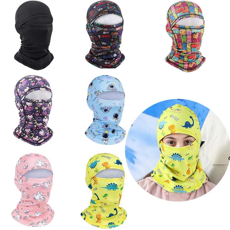 Cartone animato per bambini passamontagna cappelli sport all'aria aperta bambini maschera da sci foderato in pile caldo bambini passamontagna cappello maschera antivento snowboard ciclismo maschera shiesty