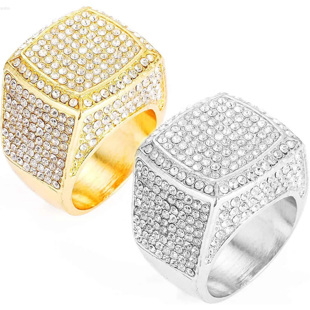 Luxury Lab Grown Moissanite Diamond Iced Out Gold Big Heart Ring 925 Silver Hip Hop 18k Gold Plated Man Rings for Gifts on Order