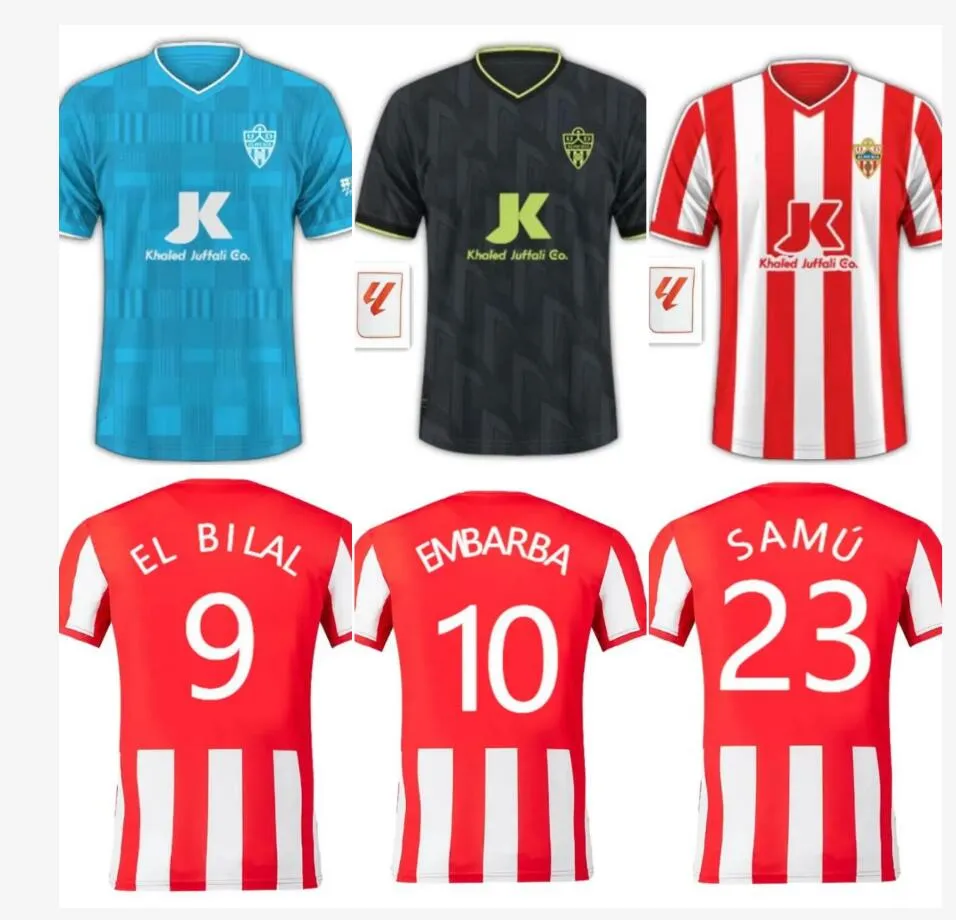 2023 2024 UD ALMERIA Camisas de futebol SADIQ #9 DYEGO SOUSA Away 23 24 Camisa de futebol Kit SAMU #30 Maillots De Foot AKIEME #15 JUAN VILLAR Almeria Camiseta Equipacion