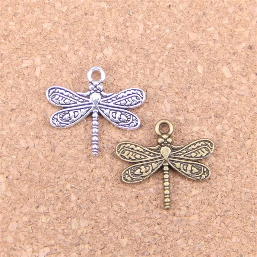 75PCS Antique Srebrny Brązowy Dragonfly Charms Wiselant DIY Naszyjnik Bransoletka Bransoletka Bransoletka 21 19 mm3342