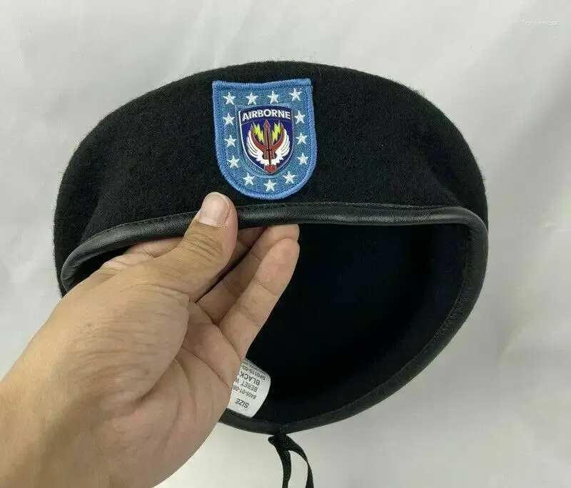 Berets Us Army Infantry Regiment Wool BLACK Beret Airborne Command Division Military Hat Reenactment