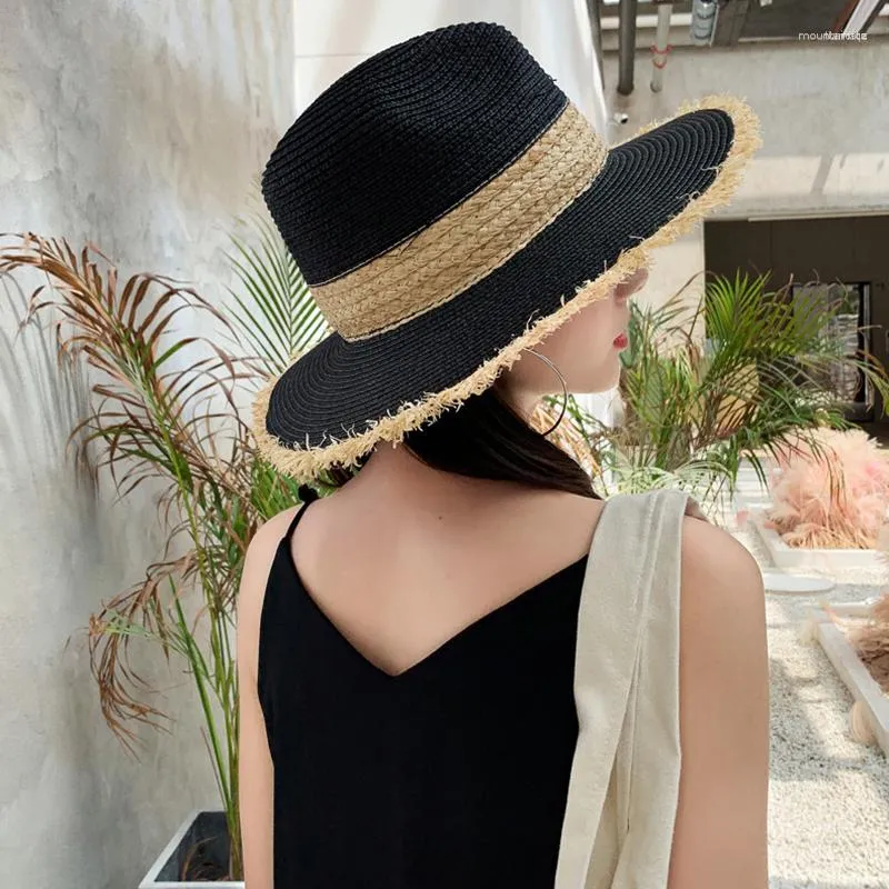 Baretten Zomer Cowboy Cap Casual Zonnehoeden Voor Vrouwen Mode Jazz Stro Mannen Strand Raffia Panama Vizier Hoed Groothandel