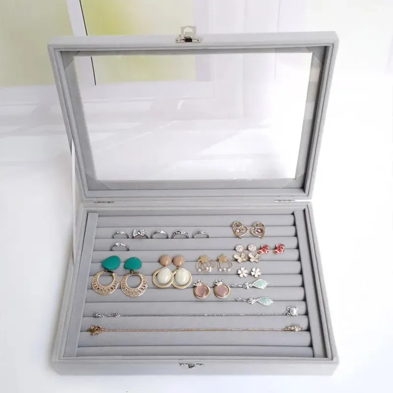 Jewelry Boxes 1PC Storage Box Wholesale Home Display with Covered Necklace Ring Organizer 231025