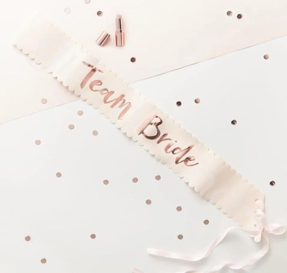 15695 cm Rose Gold Team Bride to Be Satin Sash Wedding Decor Bridal Shower Sash Bachelorette Decoration