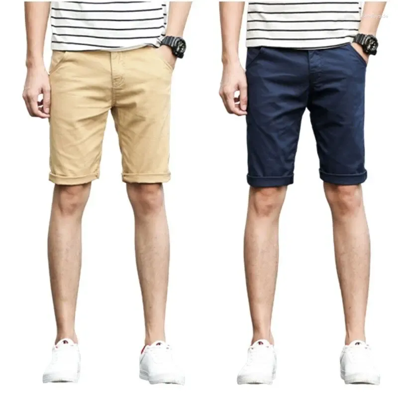 Herr shorts storlek 28-38 män sommar mode casual bermuda bomull stretch smala korta byxor svart khaki grå mörkblå