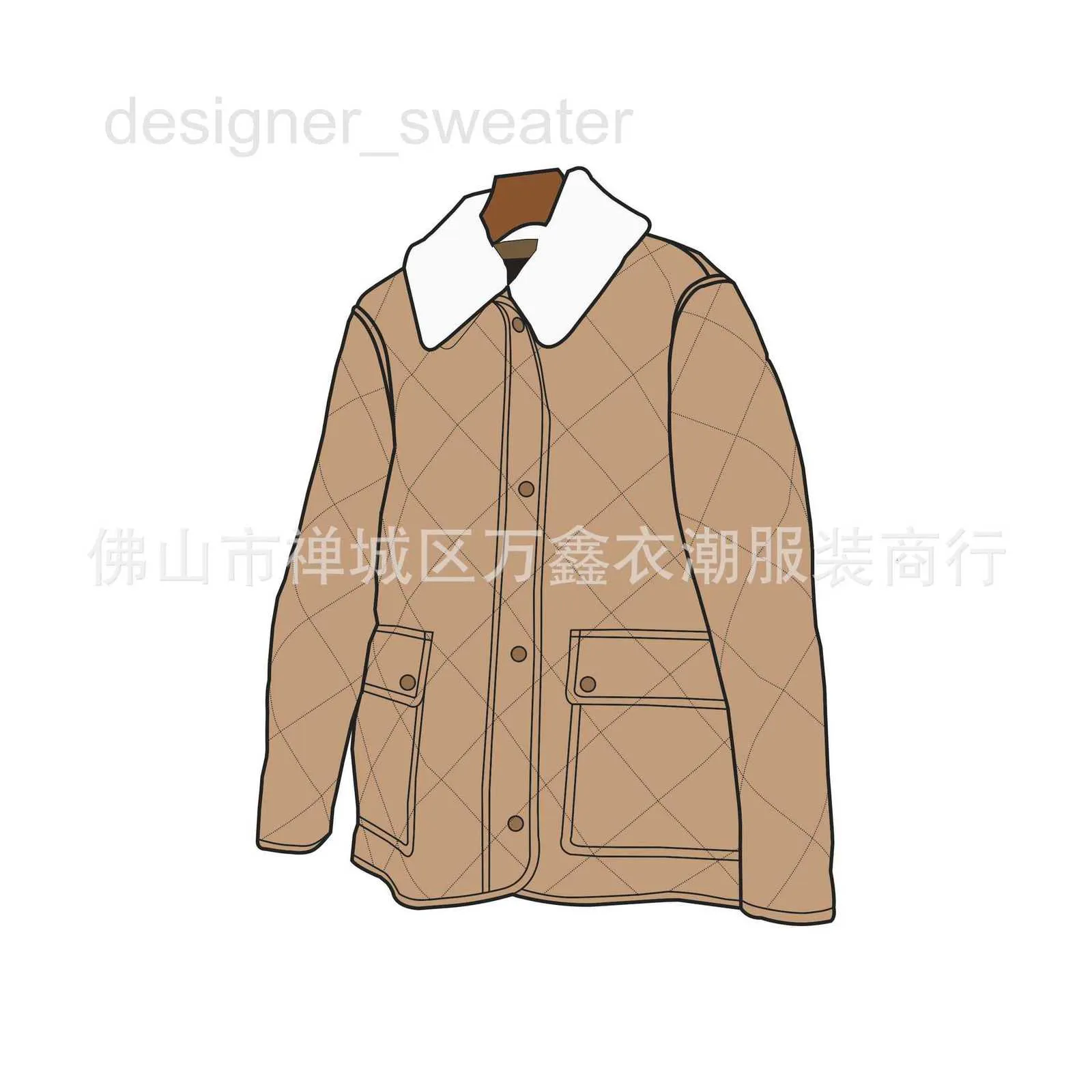 Women's Jackets Designer Diamond Quilted Wool Collar Lapel Cotton Coat Jacket Women's Slim Fit Cotton Coat Top 5NQY