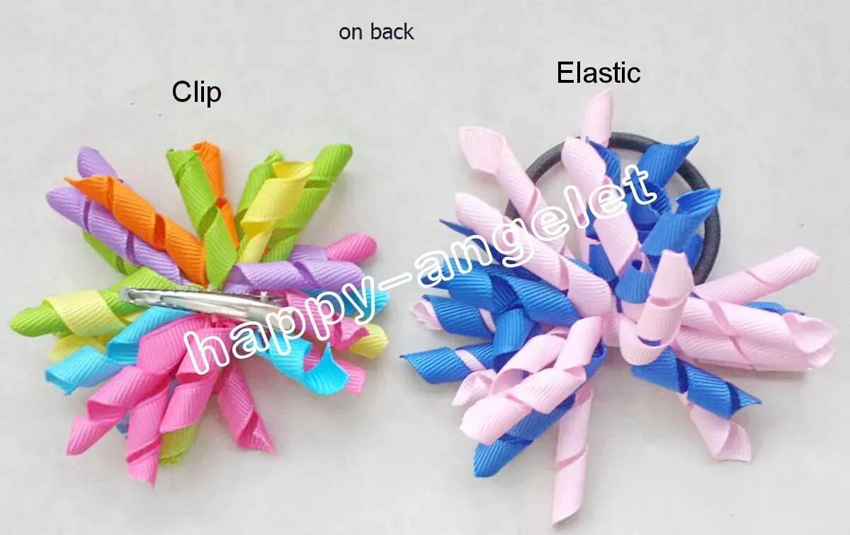 Children's Curly Ribbon Hair Bows clips Flowers Corker barrettes korker hair bobbles GYMBOREE style Hair accessories kids PD007