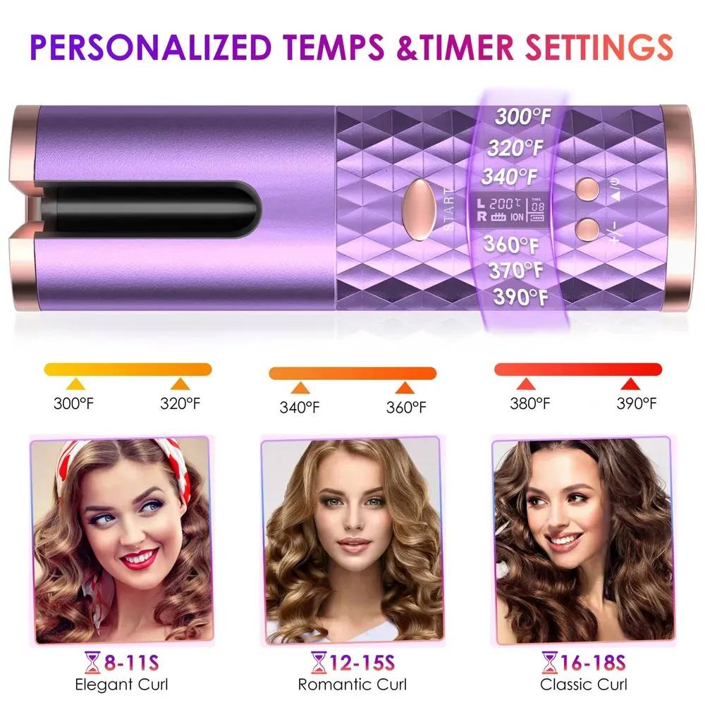 Wireless Cordless Wireless Automatic Curling Iron With Fast Heating And Timing Silky Curls And Wireless Auto Curler For Hair Styling Model 231024 From Ping06 16.58 DHgate.Com