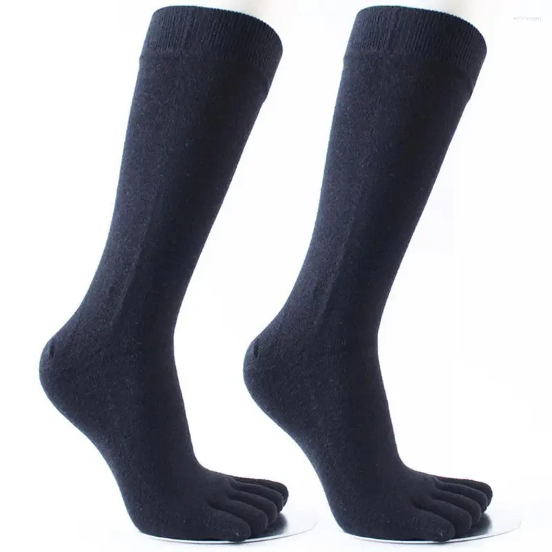 Chaussettes pour hommes 1 paires hommes cinq doigts longs ensemble Lycra bande déodorant antibactérien sport fendu orteil bas casual pur coton chaussette