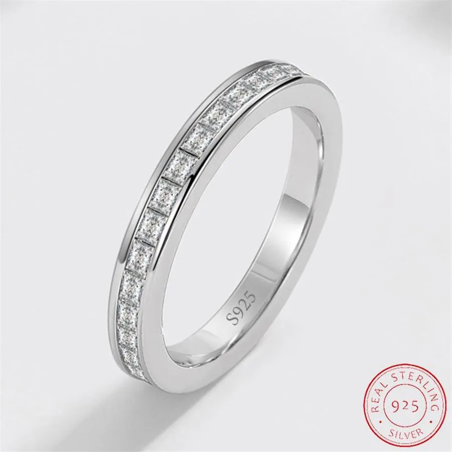 Trendy Single Row Square 925 Sterling Silver Eternity Band Ring For Girl Valentine's Day Gift Jewelry Whole XR470338N