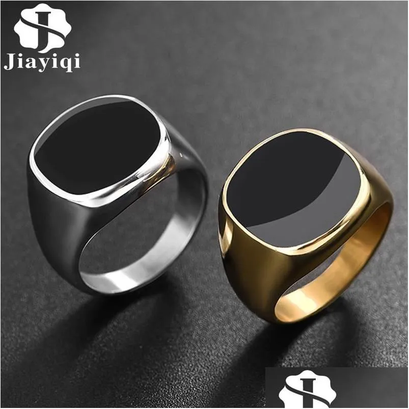 Band Rings Mens Ring Punk Rock Smooth Rostfritt stål Signet för män Hip Hop Party Jewelry Drop Delivery Dhgarden Otnww