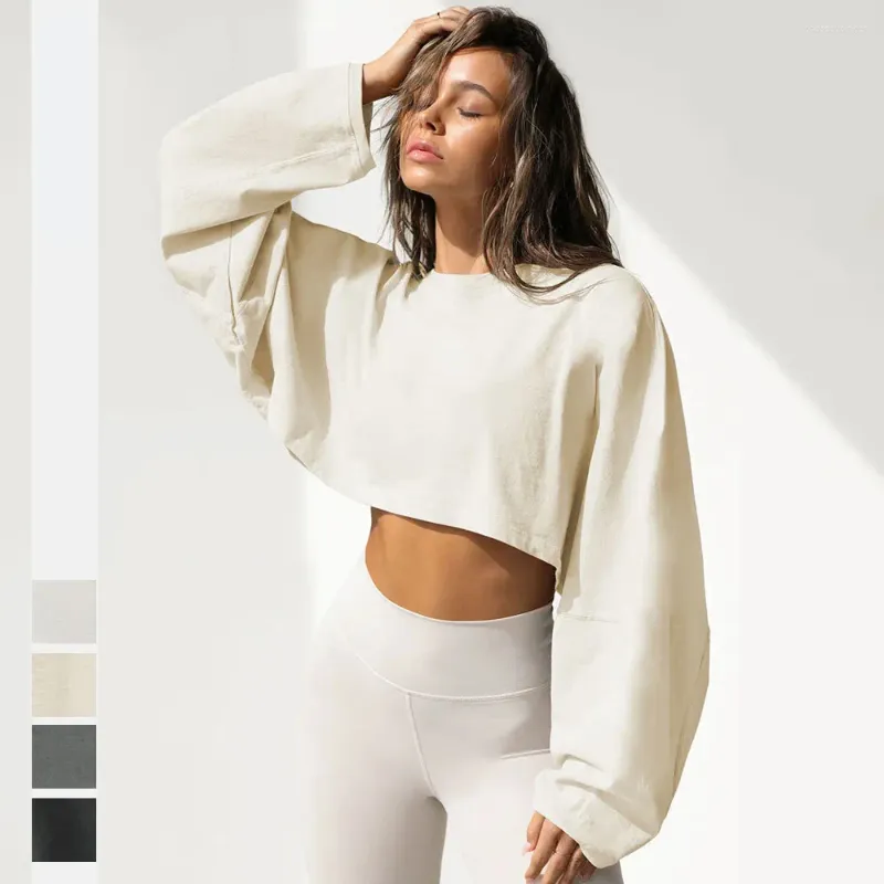 Sweats à capuche pour femmes Automne Automne Crop Top Femmes Sweat-shirt Sport Manches longues Lâche Hip Hop Danse Sweat à capuche surdimensionné Polerones Kpop Vêtements