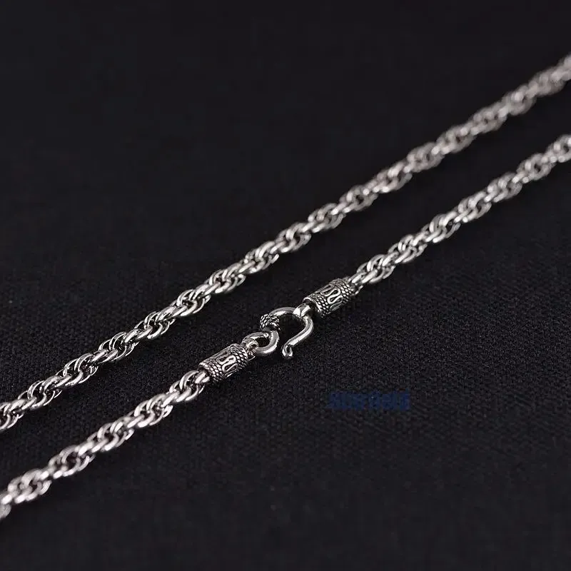 Chokers Antique S925 Silver Thai Wholesale Men Ripple Ring Collar S Hook Necklace 231025