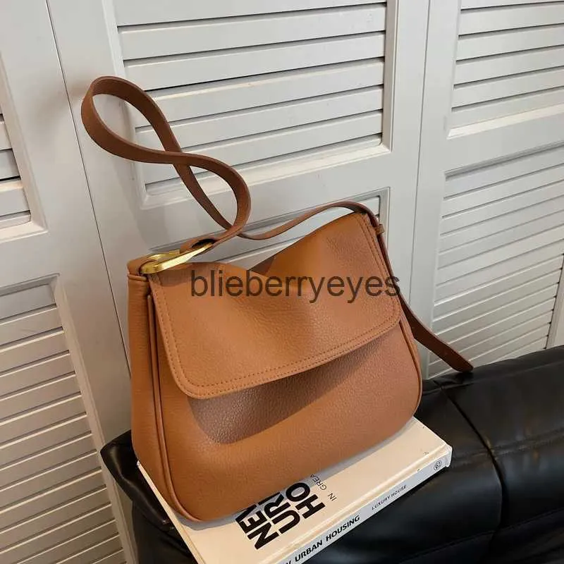 Schultertaschen Taschen Strukturierte weiche Lederhandtasche Damen 2023 Neue Schulter-Cross-Body-Tasche Lässige einfache Spannung Handbagblieberryeyes