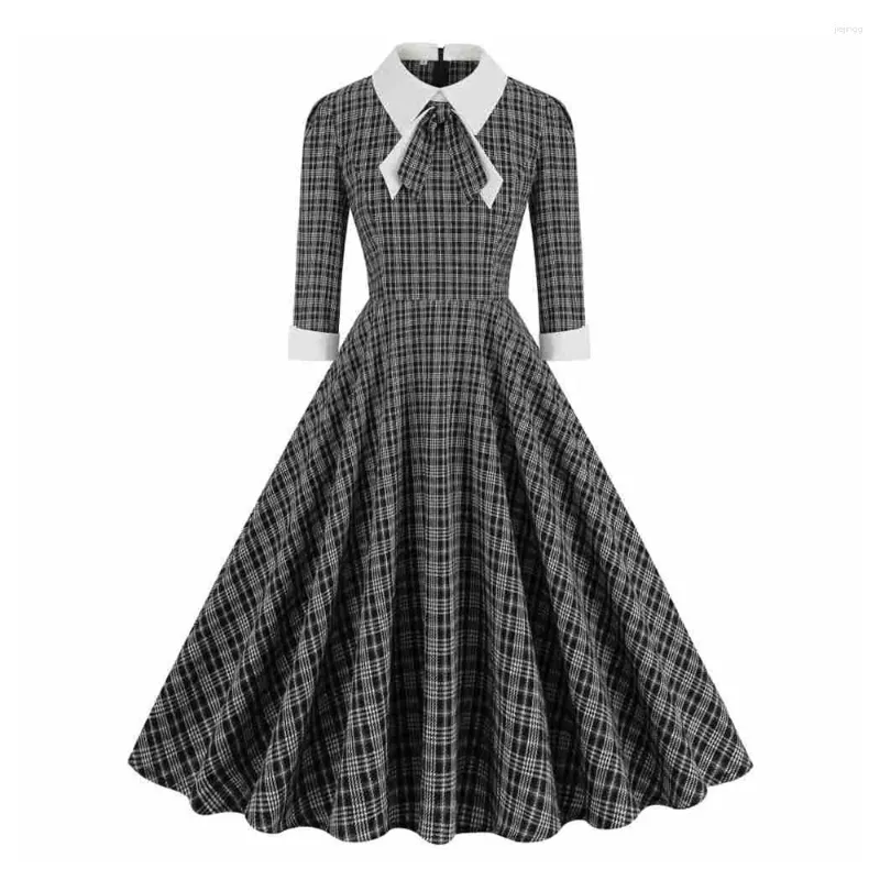Vintage Plaid 1950s Dress - Women's Retro 3/4 Sleeve Hepburn Style Autumn Casual  Dress - Coffee Black, Perfect Fall Fashion from Dhgate Basic & Casual  Dresses - price 40.24