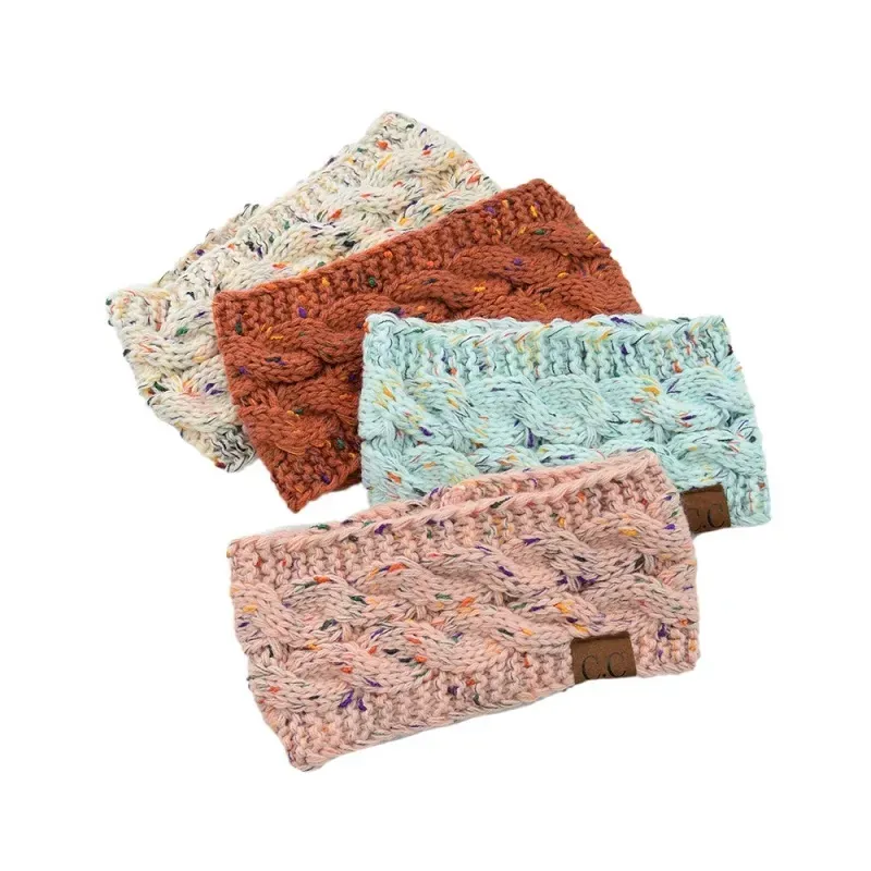Hårband Ribbon Colorful Sticke Crochet Twist pannband Vinterörat varmare elastiska hårband Breda hårtillbehör för damer eller flickor ZZ