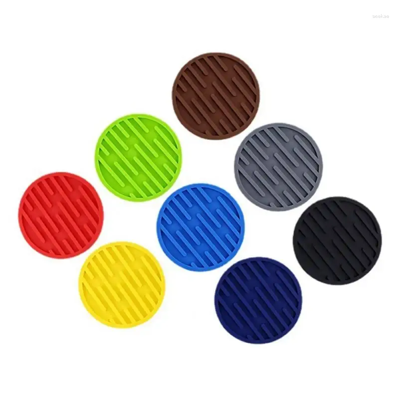 Tapis de Table ronds en Silicone, sous-verres en caoutchouc résistant à la chaleur, pour tasse de thé, tasse de café, porte-boisson en verre, décor