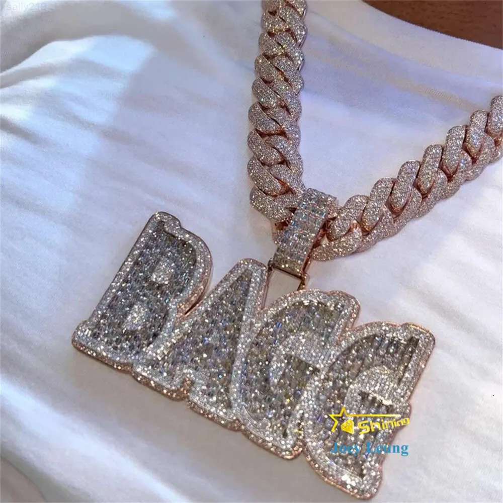 Custom Iced Out Baguette Pendant With Pass Diamond Tester VVS