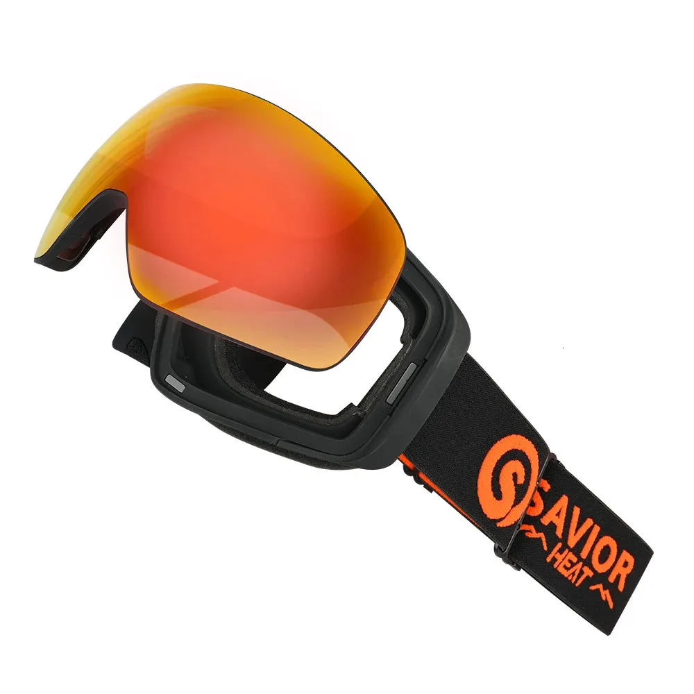 Skibrillen Skibrillen Veiligheid Heren Sneeuwbrillen Voor Snowboard Dames Oogbril Wind Anti-condens Gemagnetiseerde lenzen Skisportbril Oranje 231024
