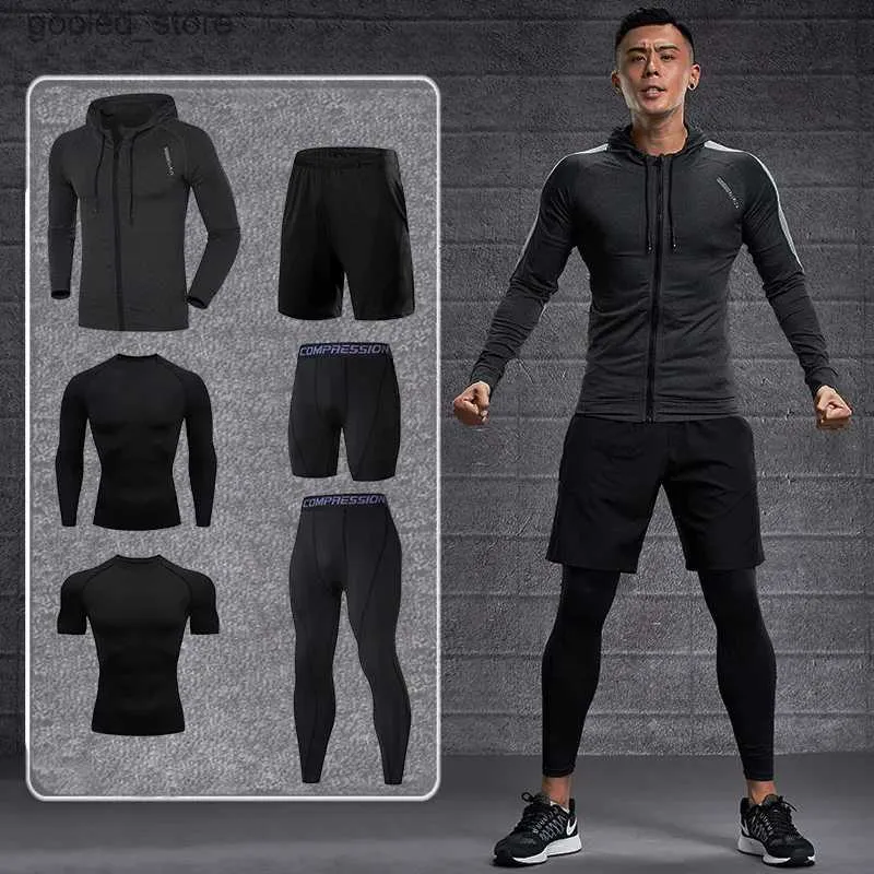 Trainingspakken voor heren Dry Fit Sportkleding voor heren Compressietrainingsset Sportkleding Hardlopen Oefening Gymnastiek Strak 4XL 5XL Plus Q231025