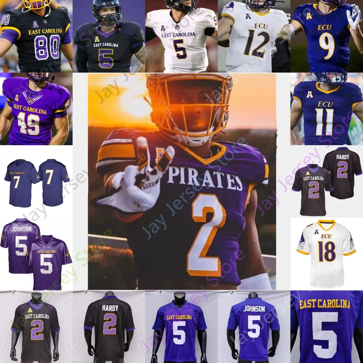 2023 East Carolina Pirates ECU Fußballtrikot NCAA College Mason Garcia Holton Ahlers Jaylen Johnson Harris Wood Bond Edwards III Garner Gu