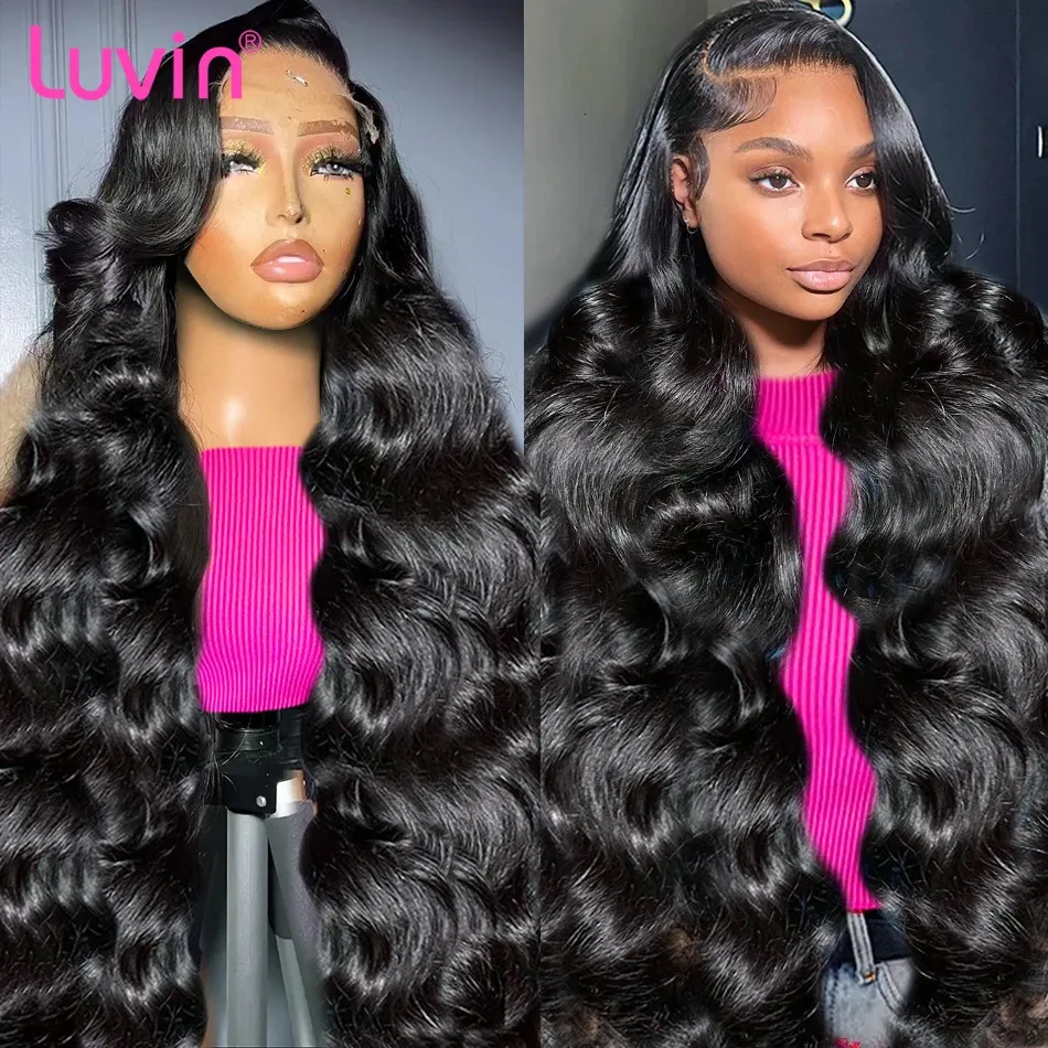 Luvin 250% Wave Body Wave 13x6 koronkowe peruki czołowe 30 40 cali Brazylijskie Remy 5x5 Blueless Peruka Humn Hair Gotowe dla kobiet 231024