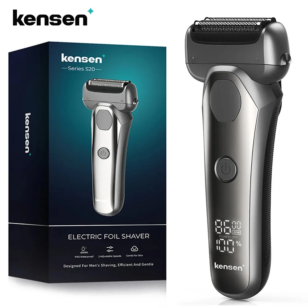 Razors Blades Kensen rasoir électrique pour hommes 3D lame flottante lavable type-c USB Rechargeable rasage barbe tondeuse lavable Machine pour barbier 231025