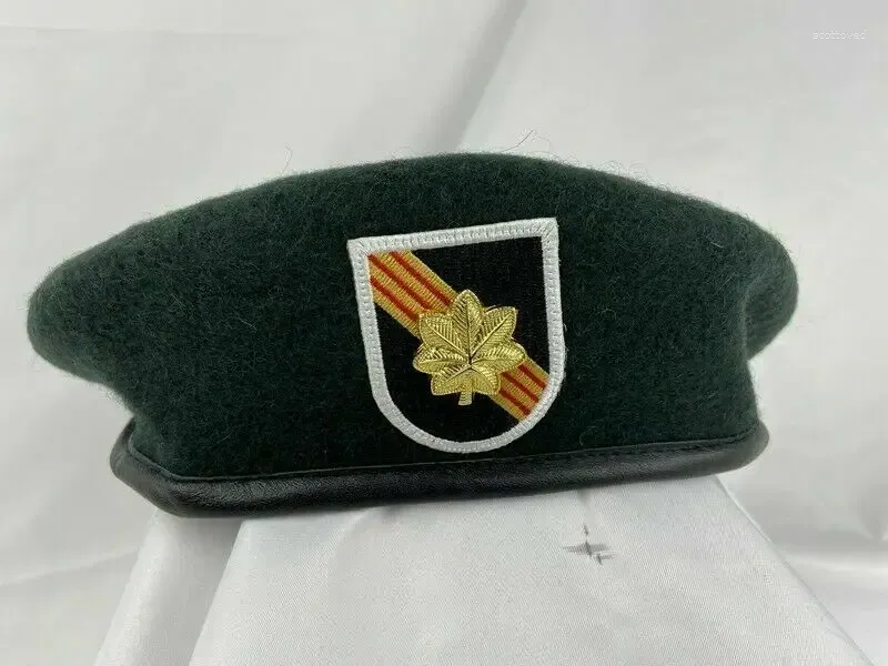 Berretti GUERRA DEL VIETNAM US ARMY 5ST SPECIAL FORCES GRUPPO BERRETTO VERDE NERO INSEGNE MAGGIORI CAPPELLO MILITARE Rievocazione storica