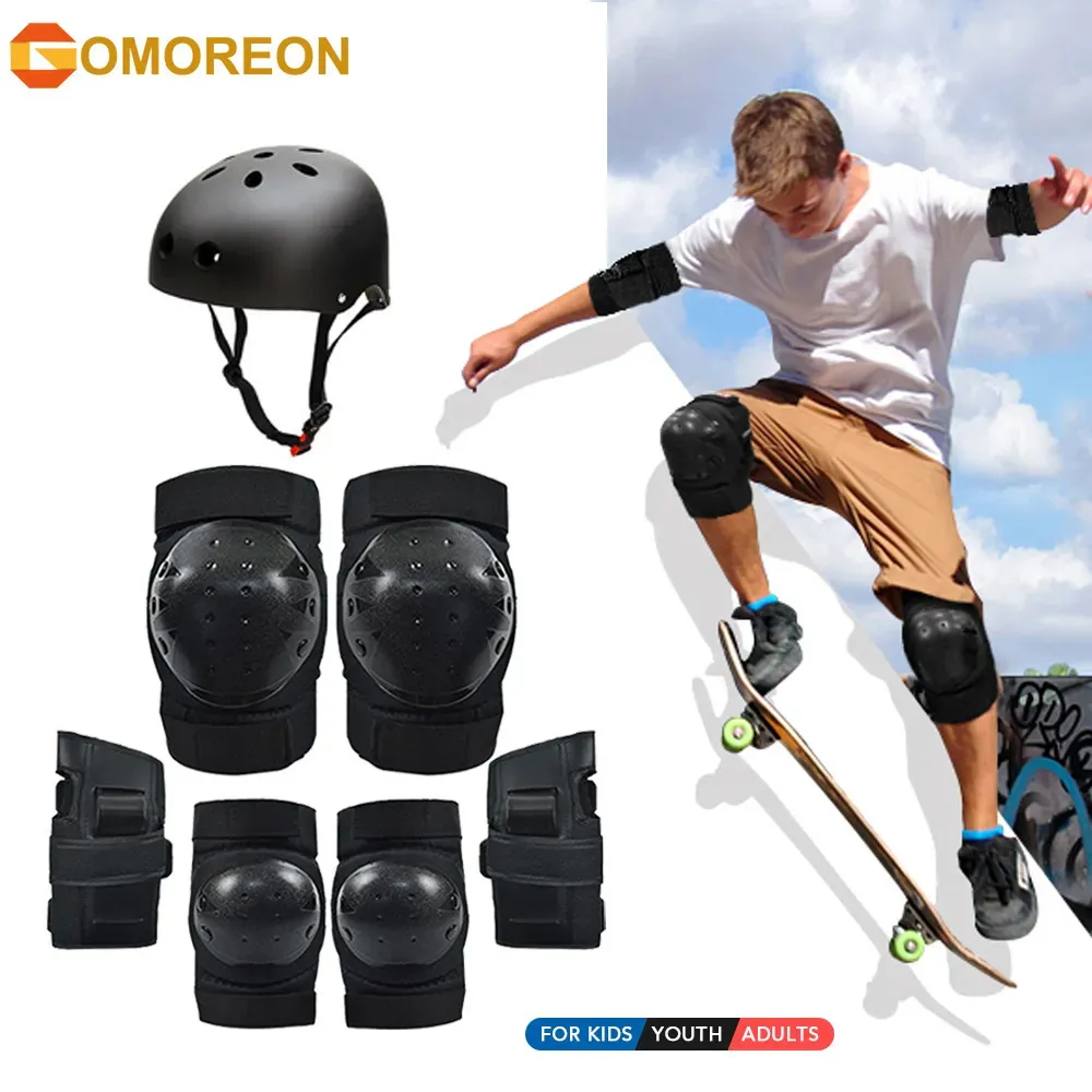 Gomitiere GOMOREON Ginocchiere per adulti per adolescenti Gomitiere Protezioni per i polsi Set di protezioni per casco per pattinaggio a rotelle Skateboarding Ciclismo 231024