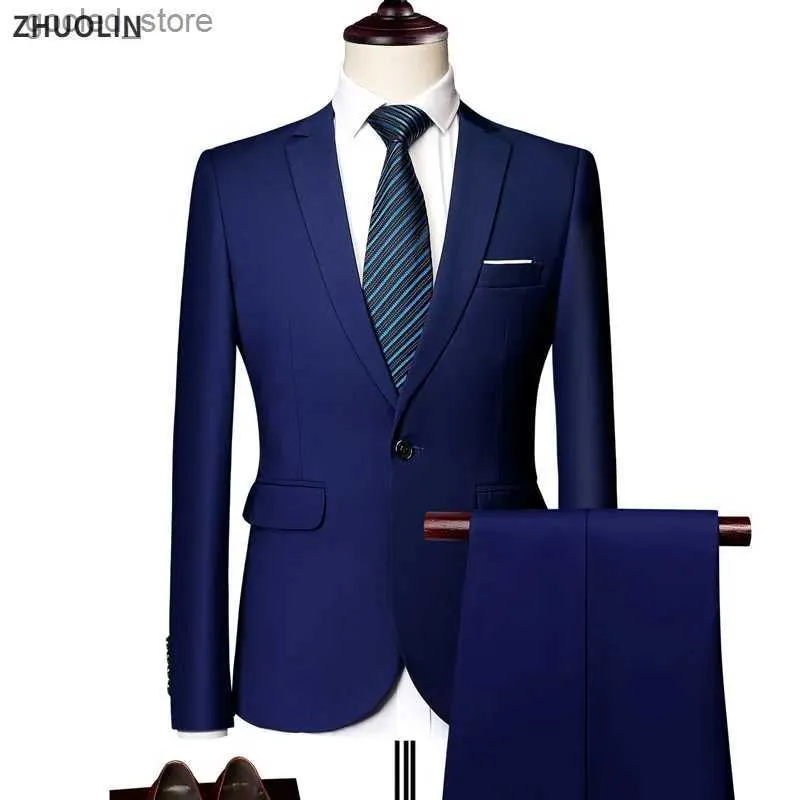 Costumes pour hommes Blazers pour hommes 2 ensemble de mariage élégant 3 pièces vestes d'affaires de luxe gilet pantalon formel manteaux complets 2023 livraison gratuite Q231024