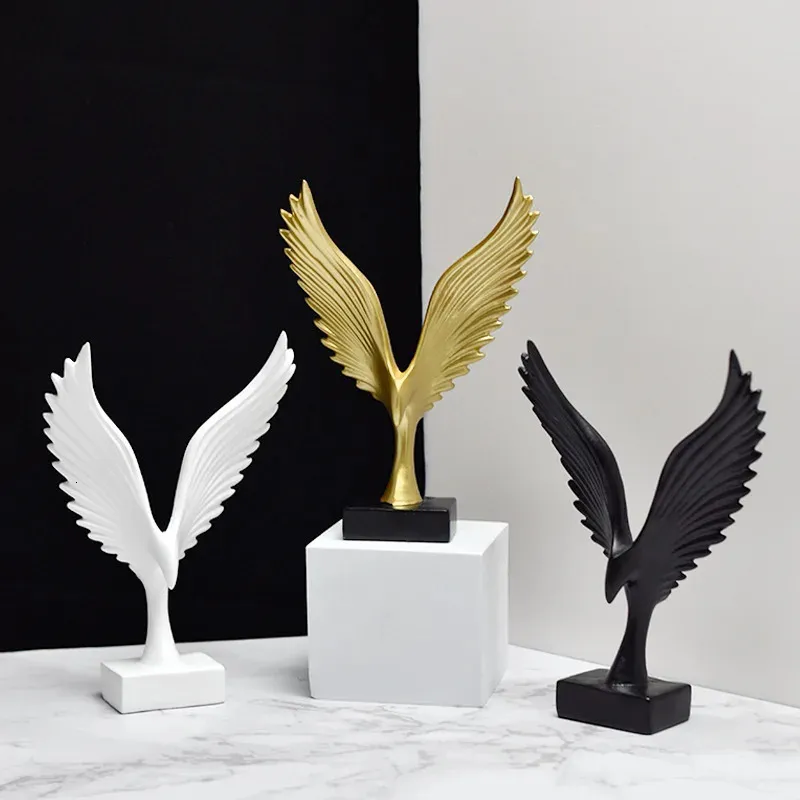 Christmas Decorations Modern Home Decor Gold Wings Statues and Sculptures Living Room Figurines for Interior Room Ornaments Art Decoration Accessories 231025