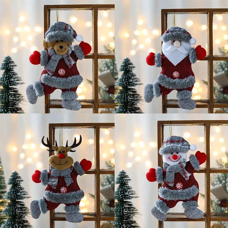 Décorations de Noël 4 pièces/ensemble père noël/bonhomme de neige/élan/petit ours poupée de noël ornements fenêtre bureau décoration d'arbre de noël 231023