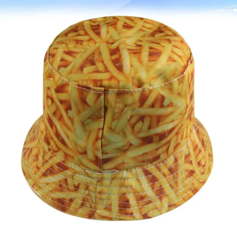 Berets Outdoor Travel Headdress Chips Impresso Chapéu Moda Proteção Solar Lazer Bucket Fishman (Chips)