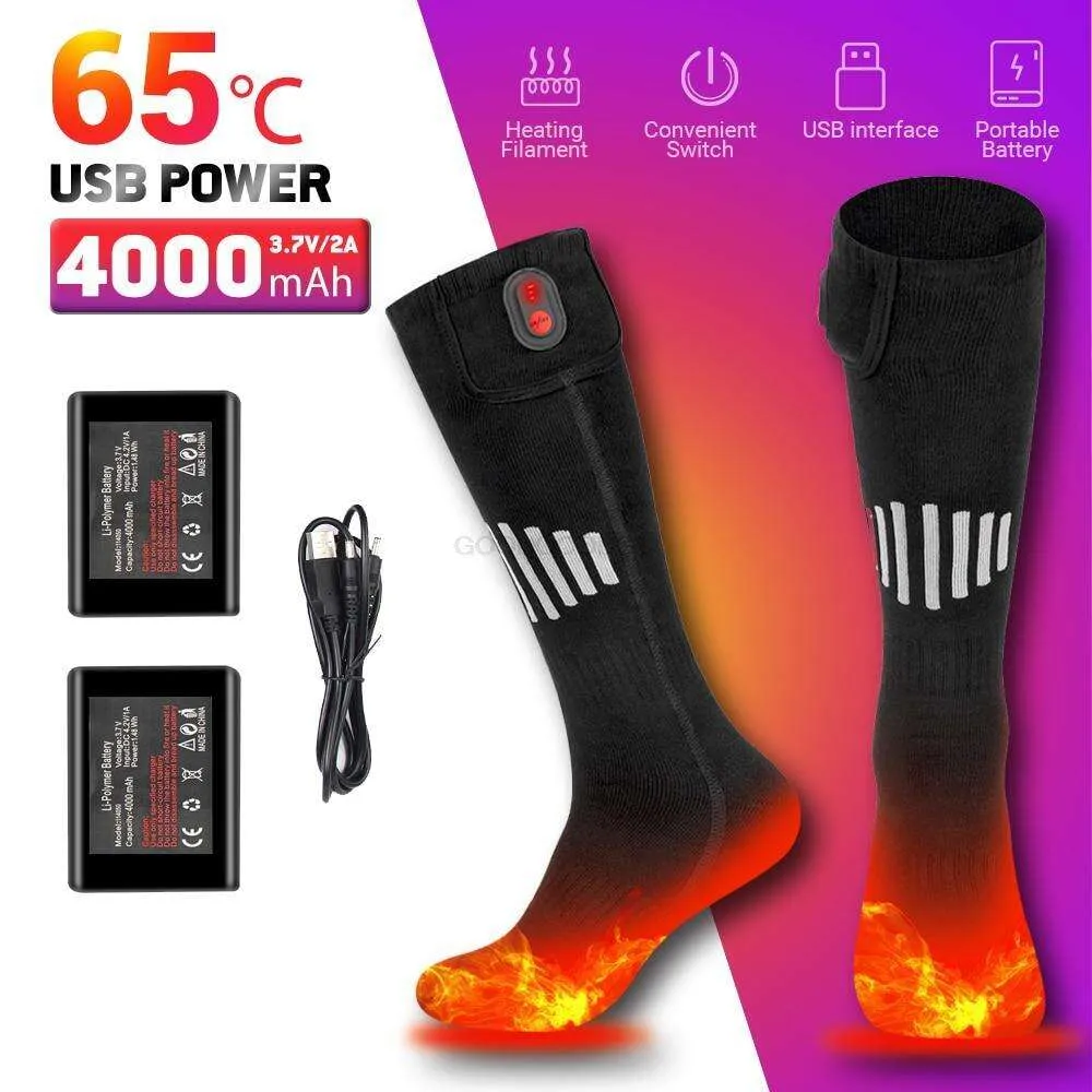 暖かい靴下を暖かく保管するスノーモービルスキー充電式アウトドアスポーツサーマルフットウォーマースキースポーツ