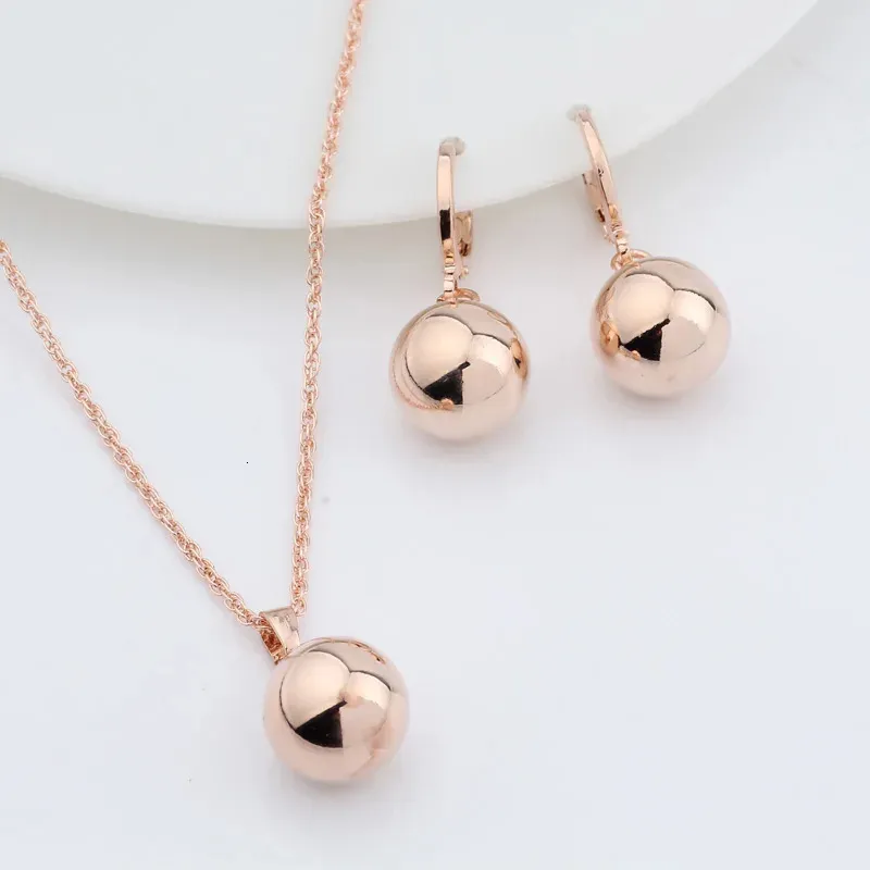 Wedding Jewelry Sets Irina Arrivals 585 Rose Gold Color Spherical Ball Geometric Dangle Earrings Set Women Wedding Party Exquisite Jewelry Set 231025