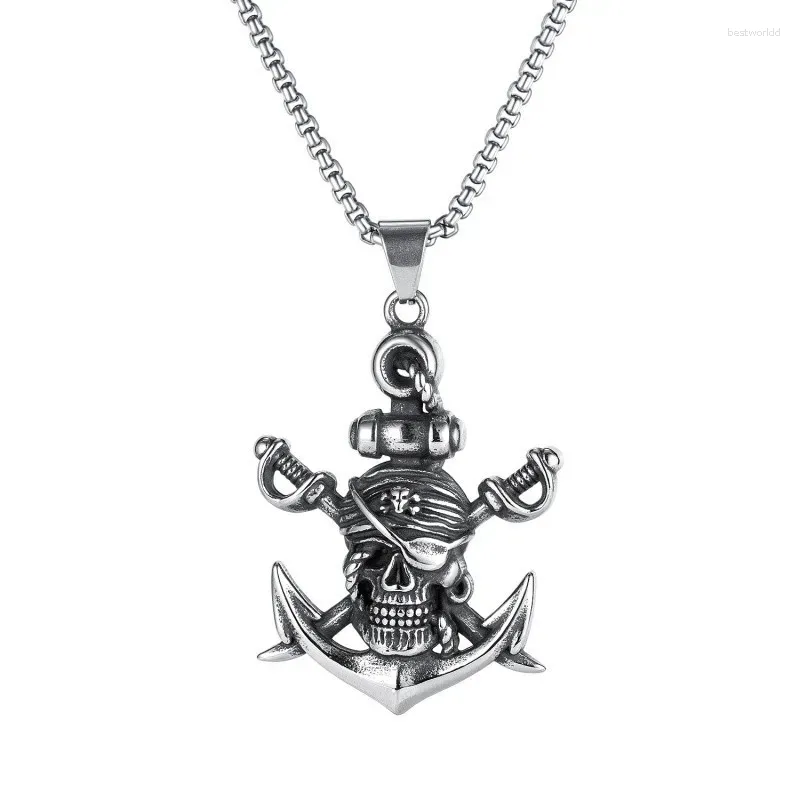 Pendant Necklaces Caribbean Pirate Anchor Men's Necklace Vintage Fashion Punk Hip Hop Charm Party Personalized Jewelry Accessories