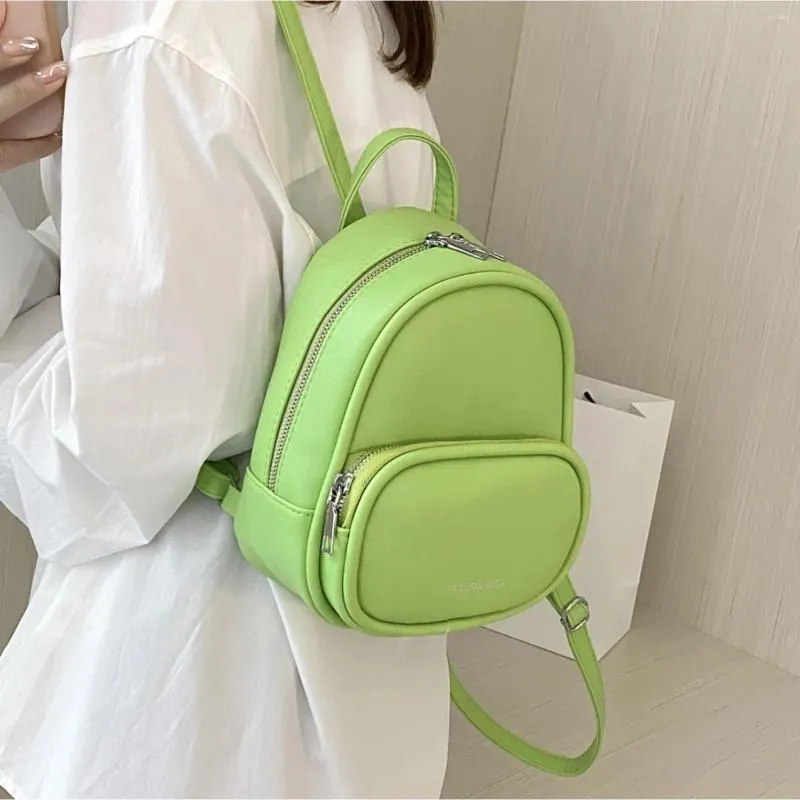 School Bags Women's Bag Backpack Small Square Shoulder Candy Color Fashion Travel Cute