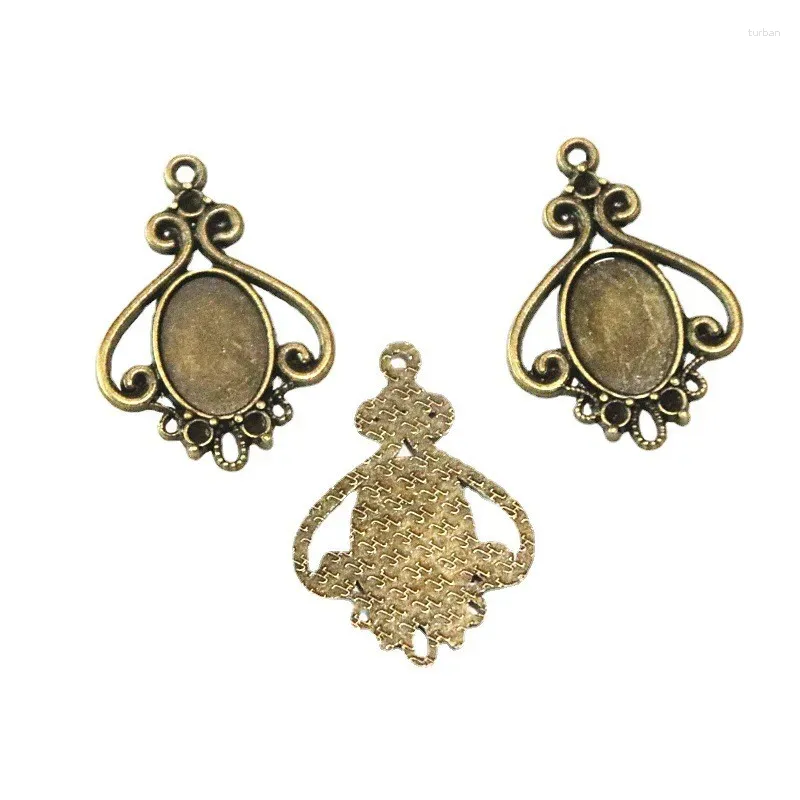 Charms 30Pcs 10 14MM Inner Size Antique Bronze Plated Base Setting Vintage Zinc Alloy Pendant Diy Jewelry Accessories