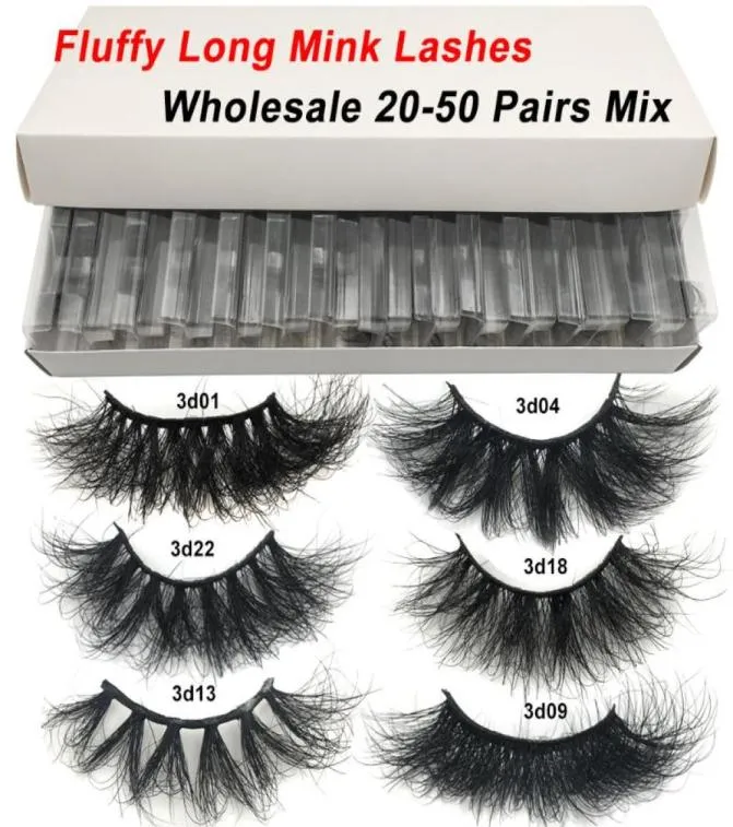 Falska ögonfransar 2050 par fluffiga fransar 25mm 3d mink hel i bulk dramatisk lång naturlig makeup3205918