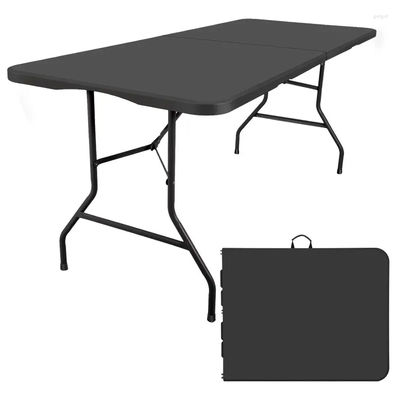 Kampmeubilair 6 ft rechthoekige zwarte plastic klaptafel