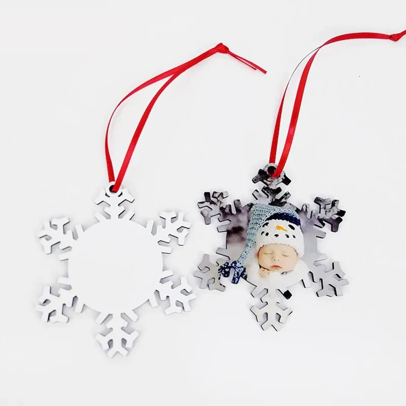 Decorazioni natalizie 100 pezzi MDF pendente decorazione albero sublimazione vuoto bifacciale per stampa a caldo stampa neve decorazioni per la casa 231025