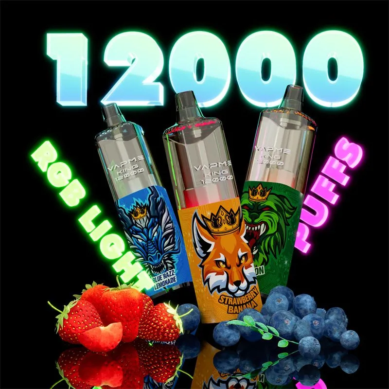 Original VAPME King 12000 E Cigarette Kit 12000 Puffs Disposable E-cigarettes Vape Rechargeable RGB Mesh Coil 18 Flavors 0/2/3/5%