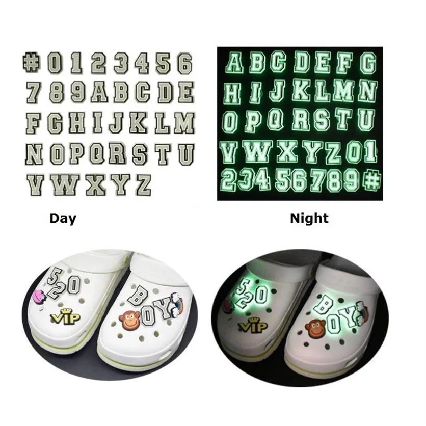 100st Lot Glow in the Dark Croc Charms PVC Noctilucence Accessories Decoration Bad Bunny For Clog Jibz Button Charm1968