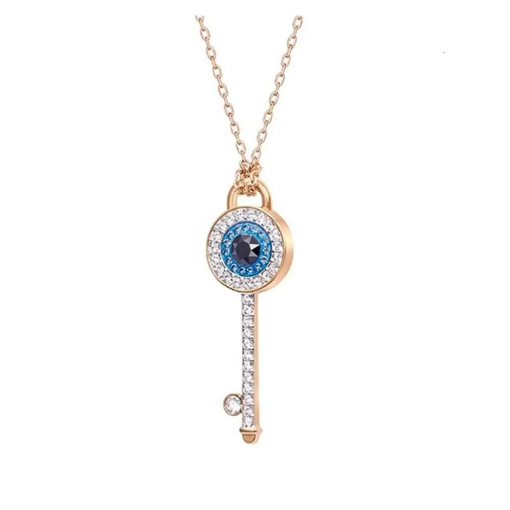 Swarovski Necklace High Quality Women Devil's Eye Key Necklace Female High Edition Features Swarovski Elemental Crystal