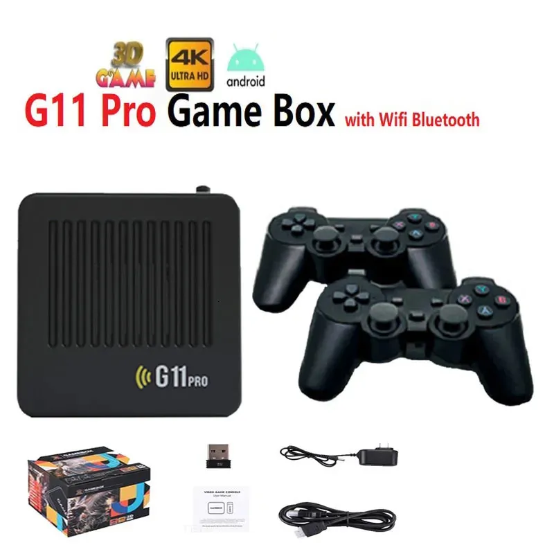 Gamecontroller Joysticks G11 Pro Videospielkonsole Game Stick 2.4G Wireless Doppelcontroller Gamepad 4K Android 9.0 TV Box für PS1/PSP 60000 Spiele 231024