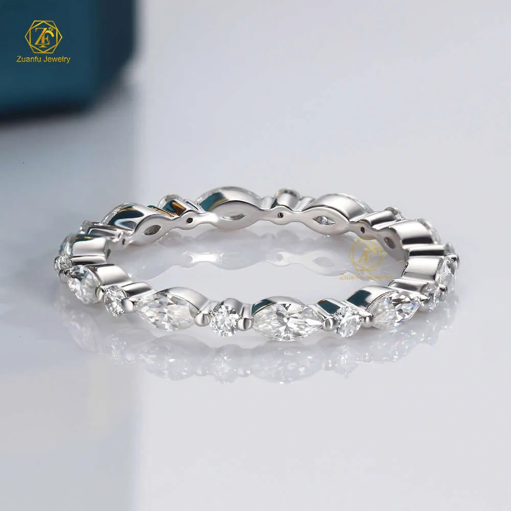 Haute qualité 2x4mm Marquise diamant Moissanite bague d'éternité bague de fiançailles bague de mariage en or blanc 18 carats bijoux