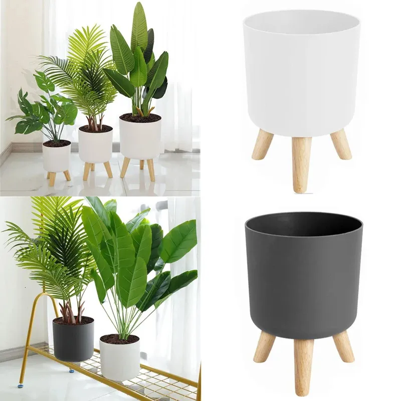 Planters krukor med trähållare växtstativ display rack planter för inomhus skrivbord vardagsrum dekoration golv-stående blomkruka 231025