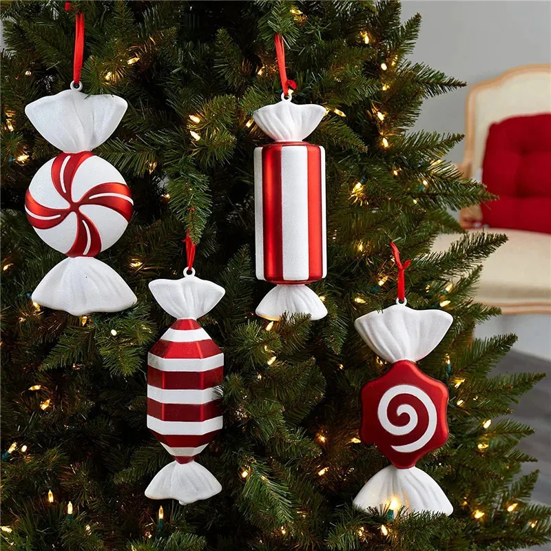 크리스마스 장식 32cm 장식 사탕 펜던트 파티 홈 장식 선물 나비다드 노엘 연도 2024 231025에 대한 큰 크리스마스 나무 장식