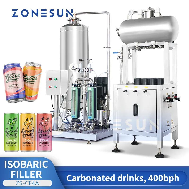 Zonesun karbonatlı içecekler dolum makinesi alüminyum dolgu soda dolgusu izobarik dolgu ekipmanı sayaç basıncı zs-cf4a